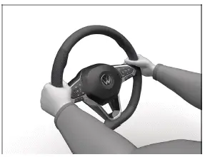 Volkswagen ID.3. Fig. 2 On the steering wheel: nine o'clock and three o'clock position.