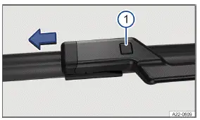 Volkswagen ID.3. Fig. 1 Changing the windshield wiper blades.