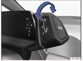 Volkswagen ID.3. Fig. 1 On the ID. cockpit: driving mode lever.