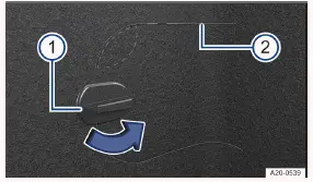 Volkswagen ID.3. Fig. 1 In the bottom right luggage compartment trim: Flap