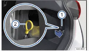 Volkswagen ID.3. Fig. 2 In the bottom right luggage compartment trim: Emergency release of the charging connector.