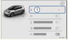 Volkswagen ID.3. Fig. 1 Infotainment system: exit menu with function key for the charging procedure (general example).