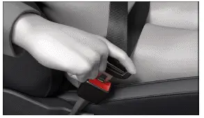 Volkswagen ID.3. Fig. 1 Inserting the buckle tongue into the safety belt buckle (general example).