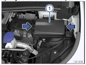 Volkswagen ID.3. Fig. 1 In the hood space: fuse box.