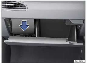 Volkswagen ID.3. Fig. 2 On the passenger's side: Fuse box cover in the instrument panel (right-hand drive vehicles).