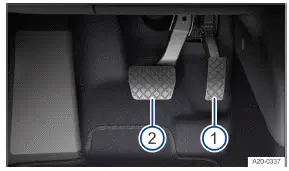 Volkswagen ID.3. Fig. 1 In the footwell: pedals.
