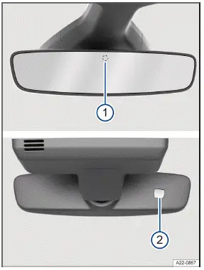 Volkswagen ID.3. Fig. 1 On the windshield: automatic dimming interior rearview mirror.