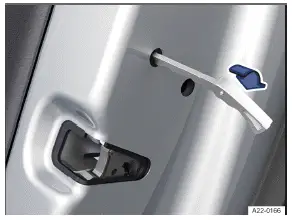 Volkswagen ID.3. Fig. 1 In the front edge of a door: locking of the vehicle in an emergency with the emergency key (version 1).