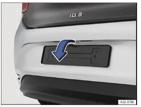 Volkswagen ID.3. Fig. 1 On the rear of the vehicle: license plate holder.