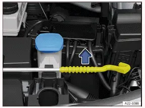 Volkswagen ID.3. Fig. 3 In the hood space: Hood support in the bracket.