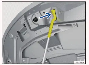 Volkswagen ID.3. Fig. 4 On the engine hood: Hood support bracket (general example).