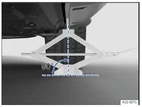 Volkswagen ID.3. Fig. 3 On the left side of the vehicle at the rear: jack in position.