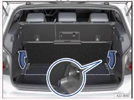 Volkswagen ID.3. Fig. 2 In the luggage compartment: Securing the second luggage compartment floor in place.