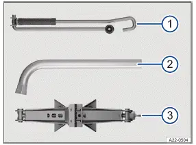 Volkswagen ID.3. Fig. 2 Additional vehicle tool kit components (general example).